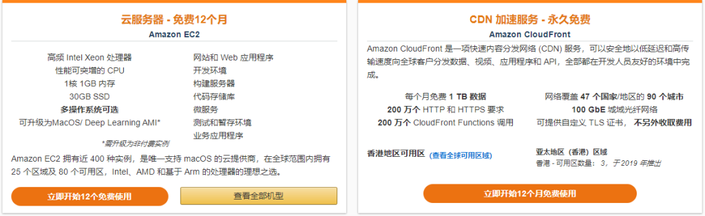 亚马逊云科技：香港服务器推荐/注册即享免费一年插图1