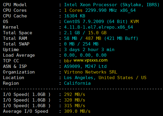 virtono美国洛杉矶vps硬件测试