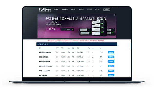 80VPS – 香港CI 带宽3M 年付330元 / CHIA矿机 1200元插图