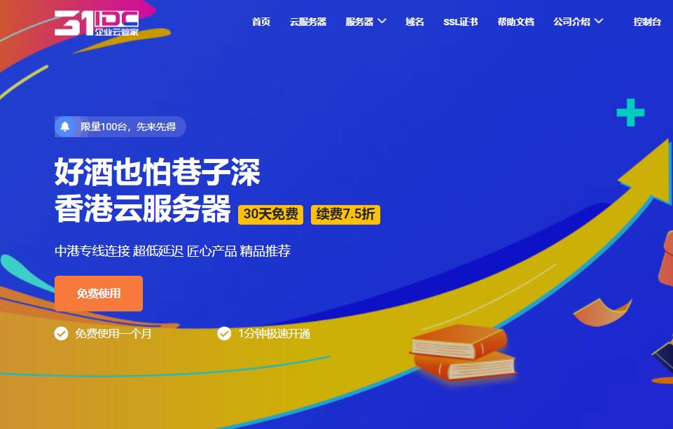 31IDC香港VPS云服务器30天免费活动介绍插图