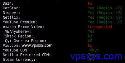 greencloudvps日本东京VPS流媒体解锁测试