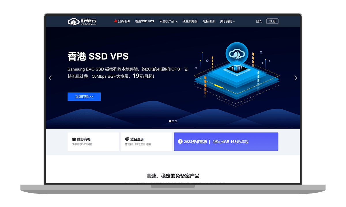 野草云 – 香港大带宽VPS 起步50M上行 年付138元起插图