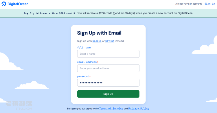 新客注册DigitalOcean优惠码省钱流程 新客赠送200美元体验插图2
